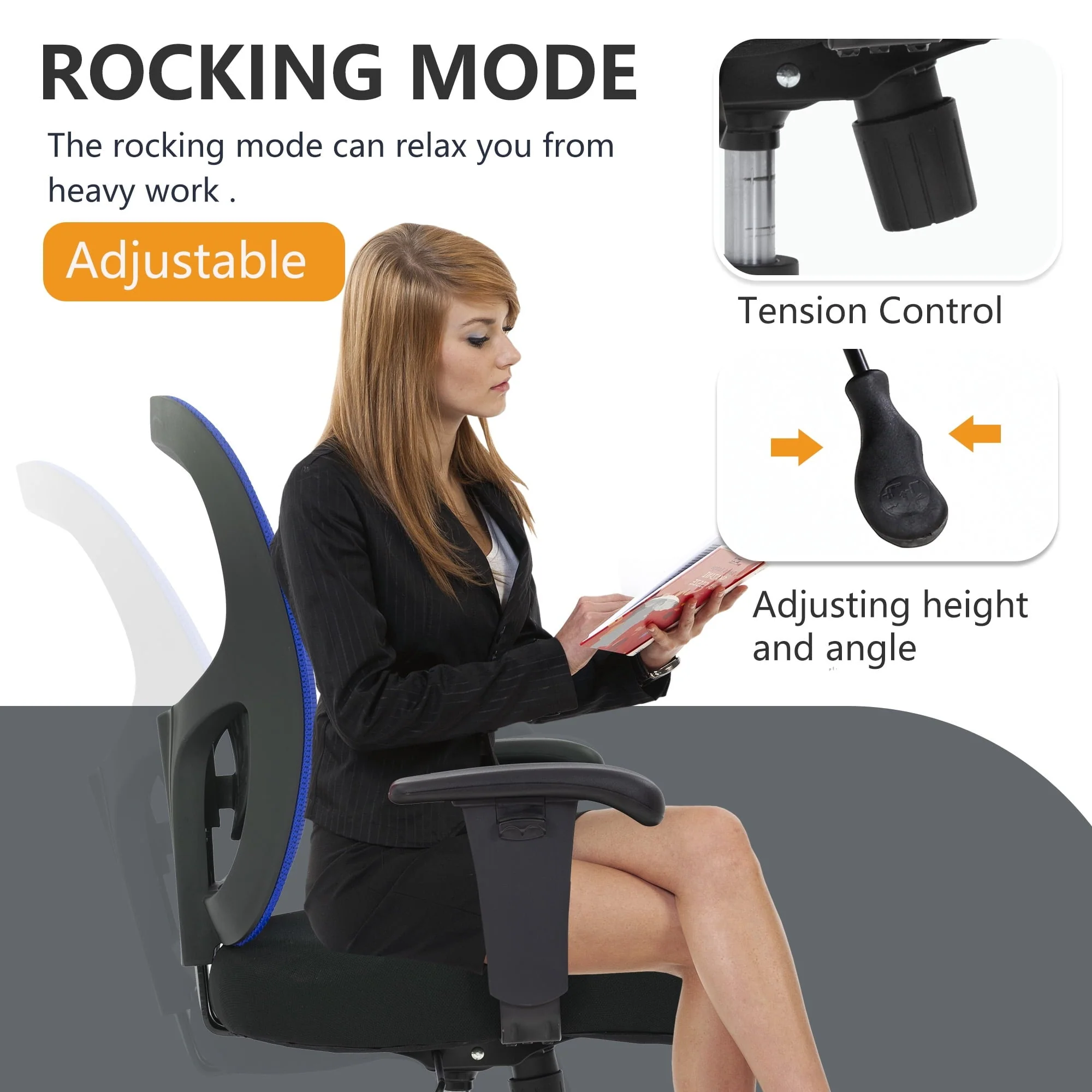 PayLessHere Ergonomic Desk Chair Office Chair Computer Chair 400lbs with Lumbar Support Wide Seat Adjust Arms Rolling Swivel High Back Task Executive Big and Tall Office Chair for Home Office，Blue