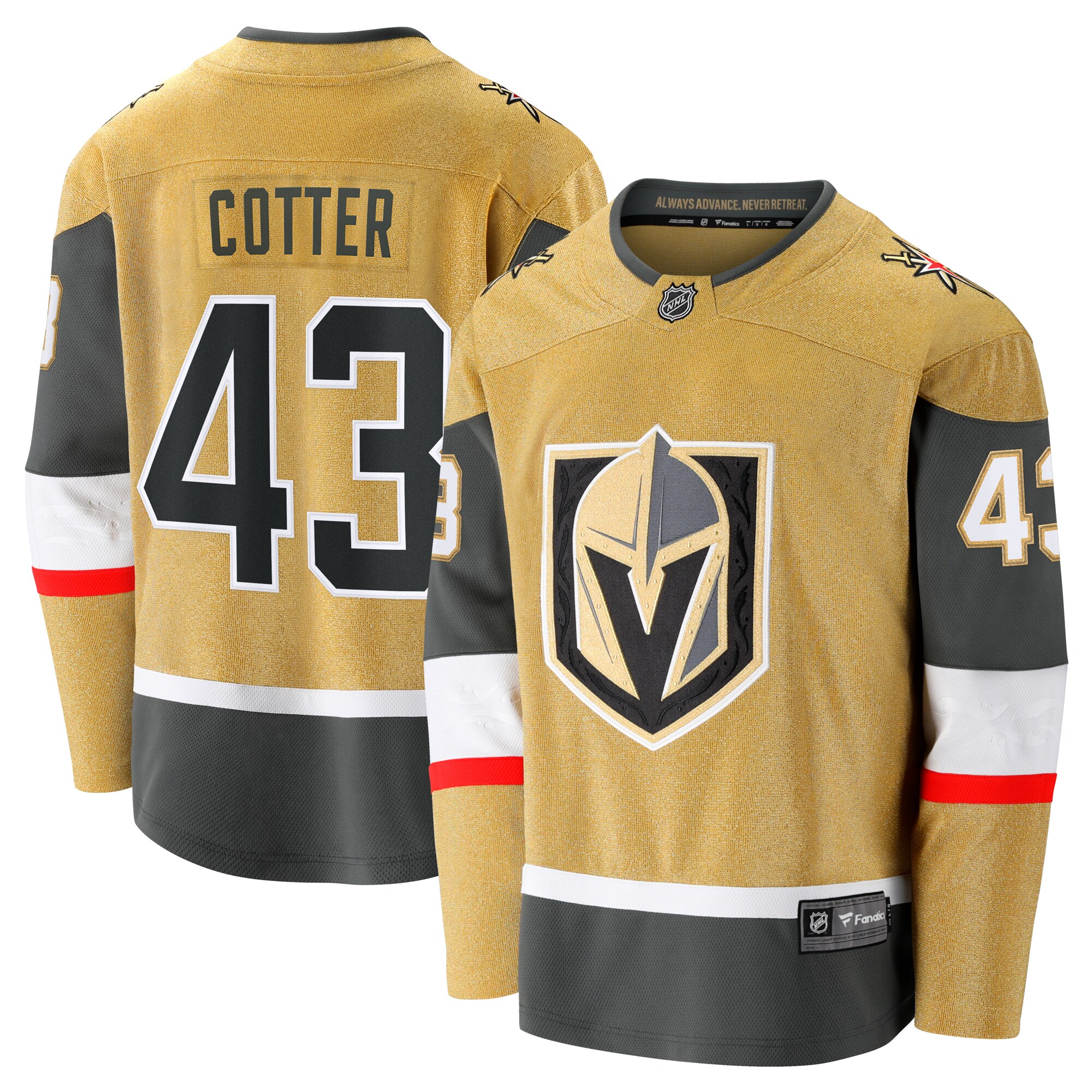 Paul Cotter Vegas Golden Knights Fanatics  Premier Breakaway   Jersey – Gold