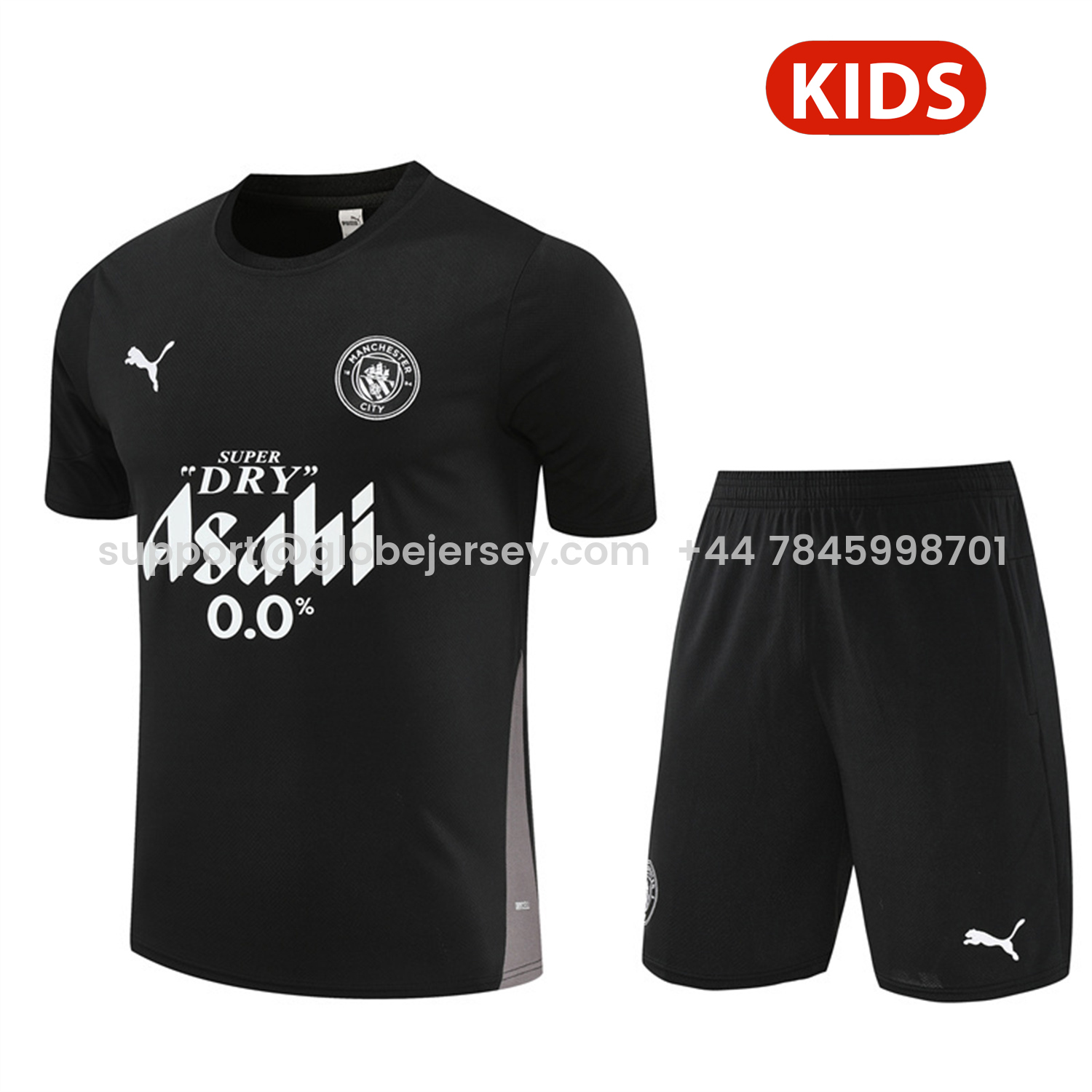 Manchester City 25-26 Kids Short-Sleeve Training Set - Black Top & Black Shorts