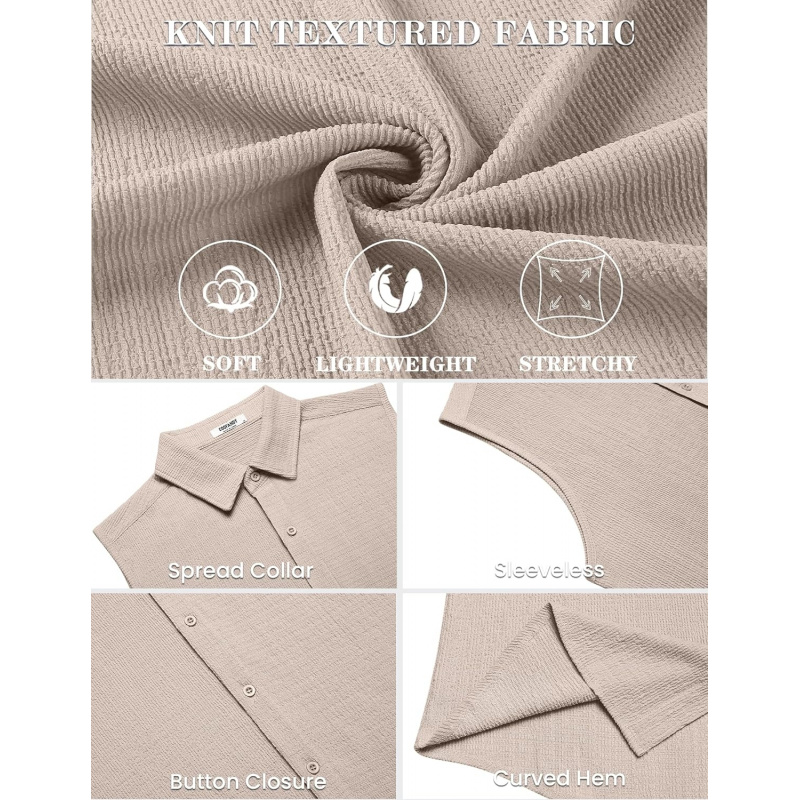 Men's Summer Sleeveless Shirts Beach Knit