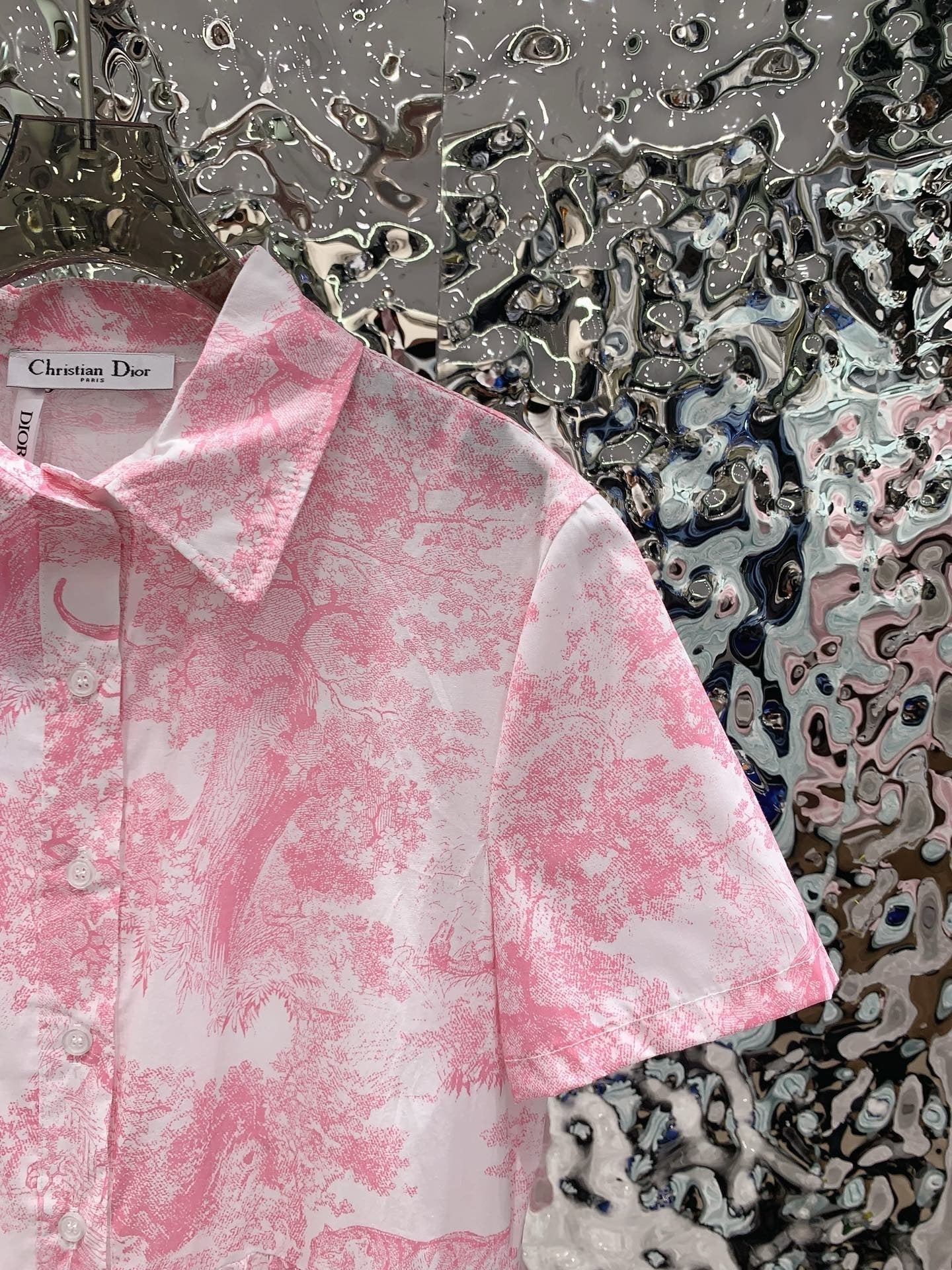 Short-sleeved printed long skirt