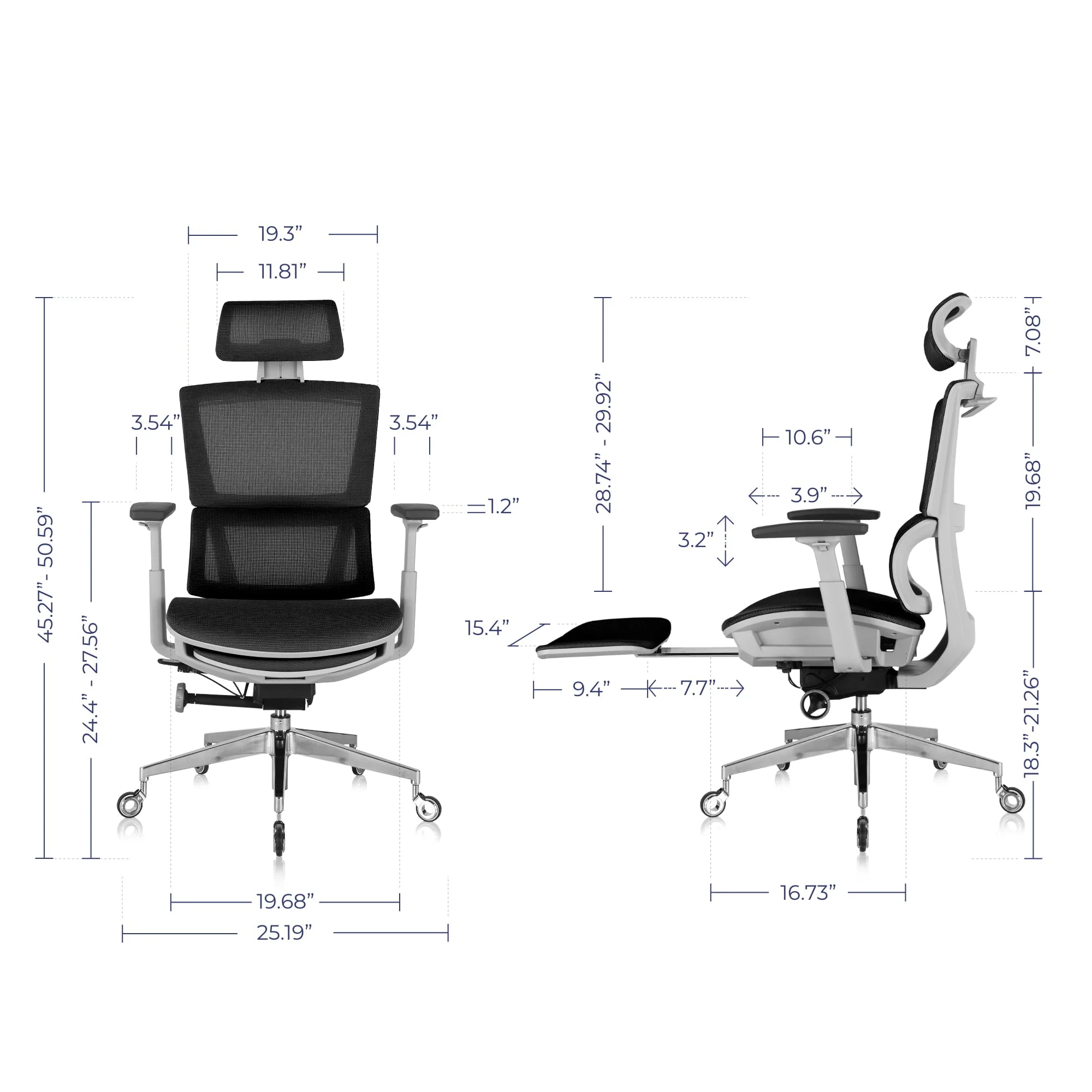 NOUHAUS Rewind Ergonomic Office Chair. Footrest Desk Chairs for Computer