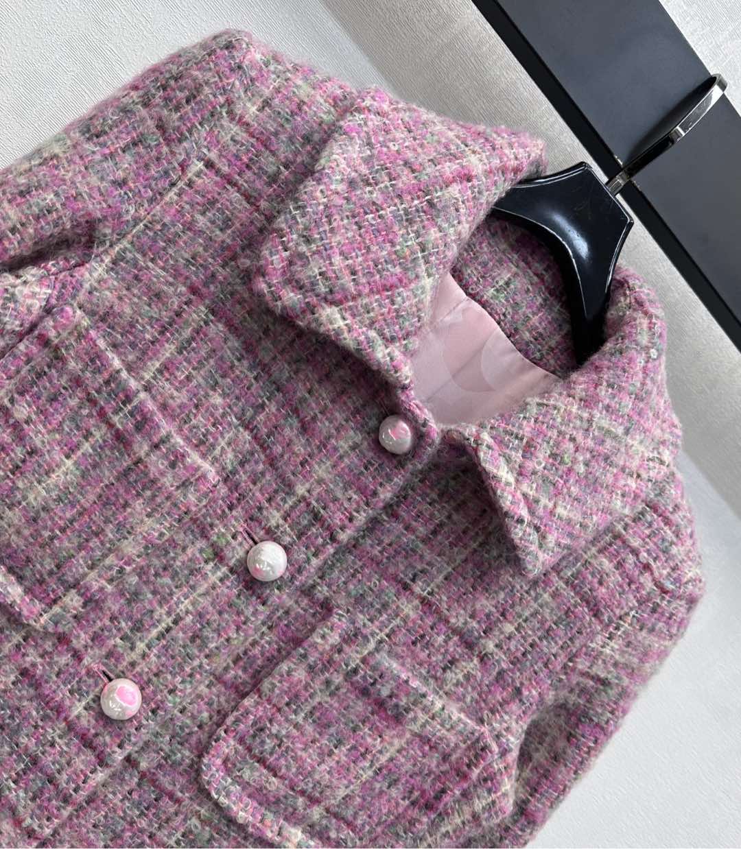 Check tweed dress coat
