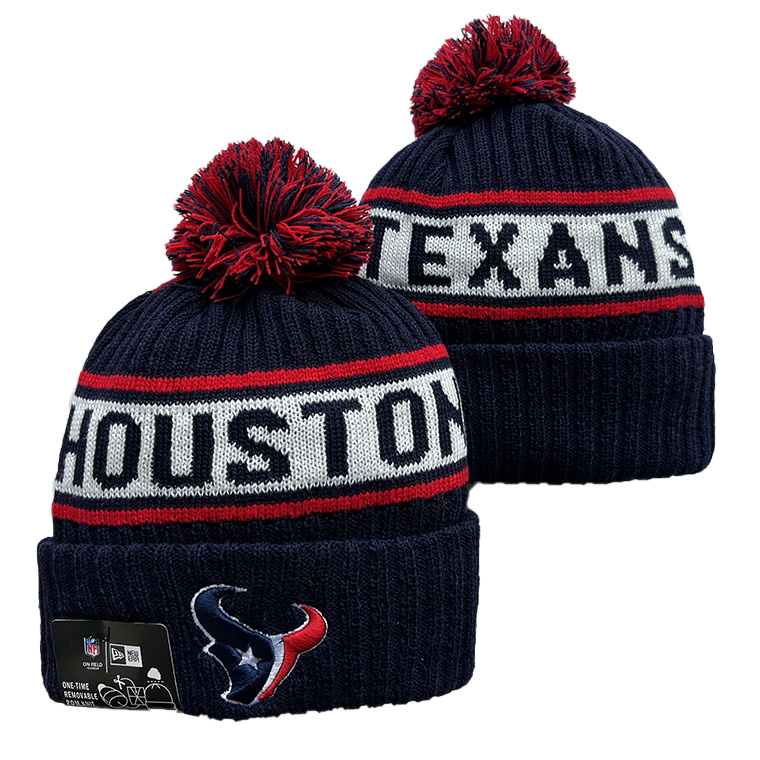 Men's  Black Houston Texans Repeat Cuffed Knit Hat with Pom