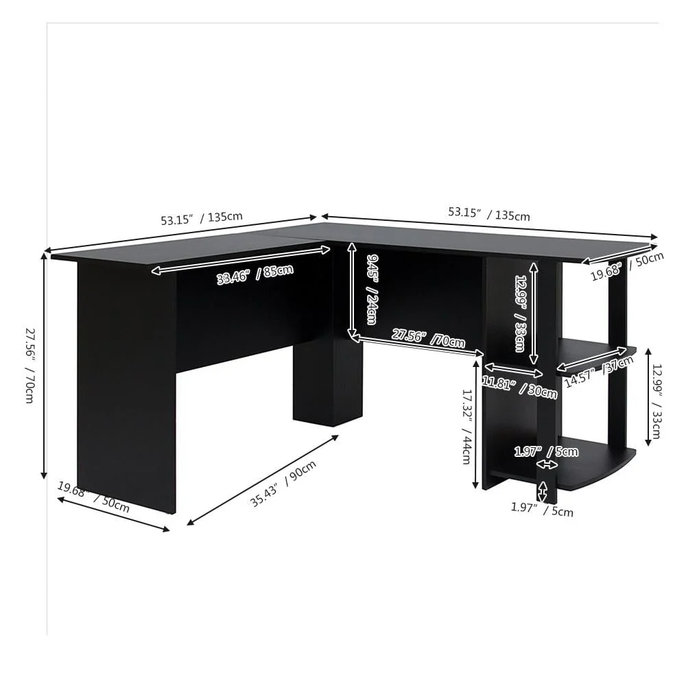 Zimtown L-Shaped Corner Computer Office Desk Furniture,Black