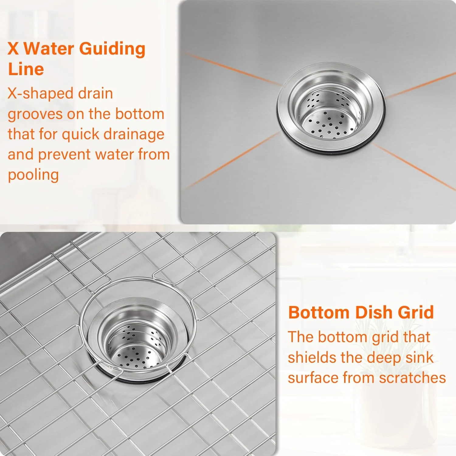 Garvee 33 x 22 Drop In Kitchen Sink, 16 Gauge Stainless Steel Topmount Deep Single Bowl Sink with Grid and Drain Strainer Set, Household Dishwasher Sinks for Workstation, RV, Prep Kitchen, Bar Sink