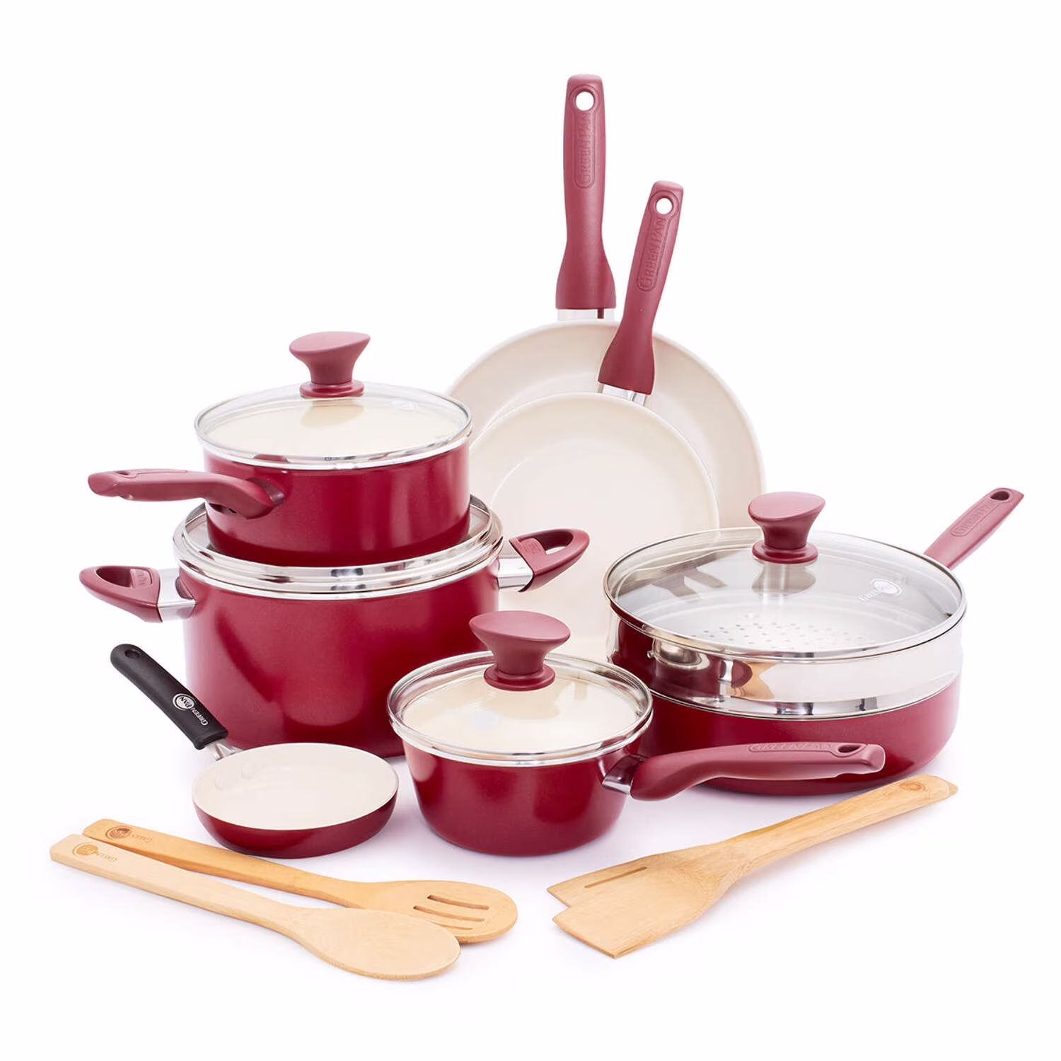 GreenPan Rio Ceramic Nonstick 16-Piece Cookware Set - Black