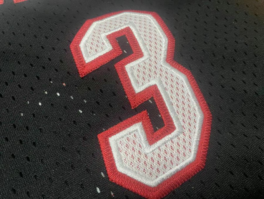 Heat #3 Wade Miami Black Embroidered AU Jersey