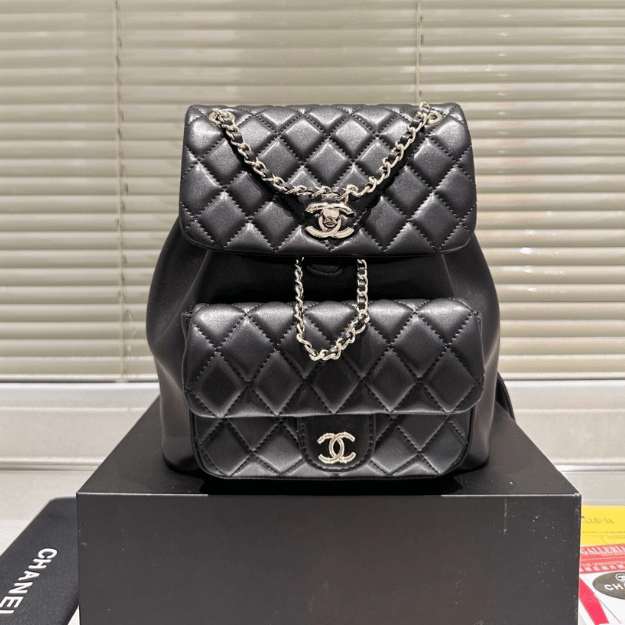 Chanel Flap Backpack Black 8.7 Inches