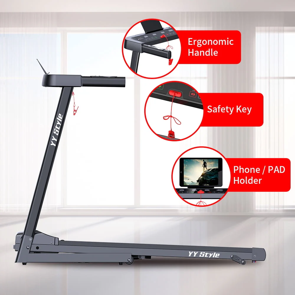 HAILL Treadmill Clearance 2.5HP Folding Treadmill for Home Walking Under Desk with Incline Fitness Running Electric Treamills Indoor Training Pulse Monitor Cup Holder Treadmills IN USA STOCK