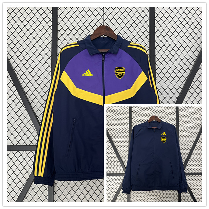 2024/2025 Arsenal Reversible Windbreaker Black-Black and Purple Soccer Jersey 1:1 Thai Quality