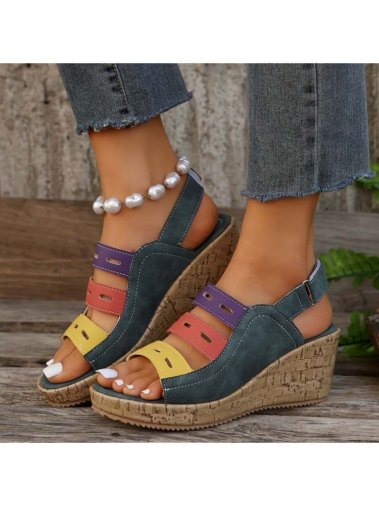 Colorblock Velcro Wedges & Platform