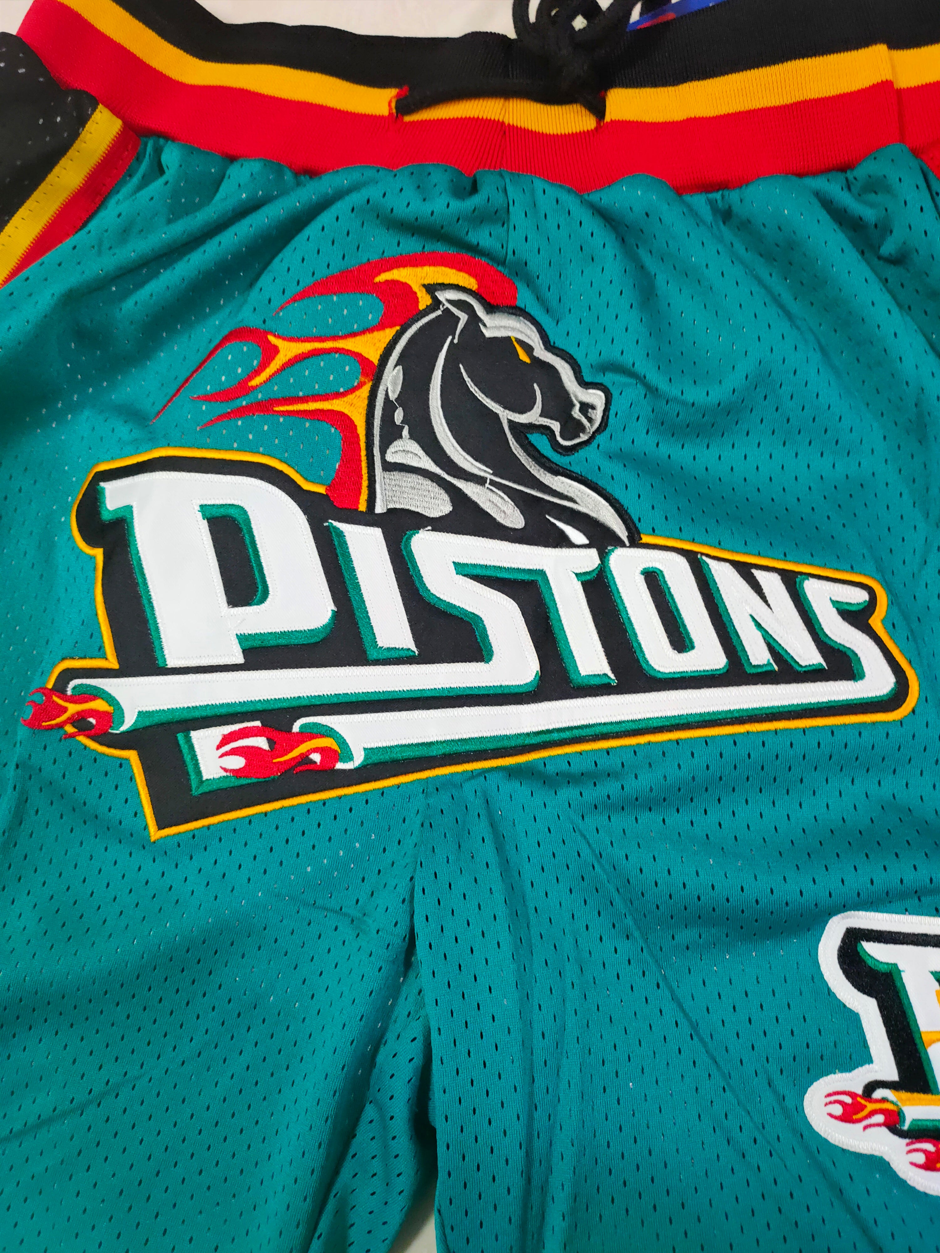 Detroit Pistons High Horsehead Green Juston Retro Pocket Shorts