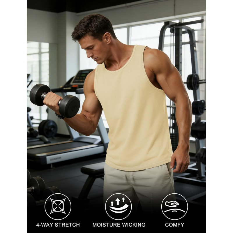 Men's Tank Top UPF 50+ Sleeveless Shirt Cotton Moisture