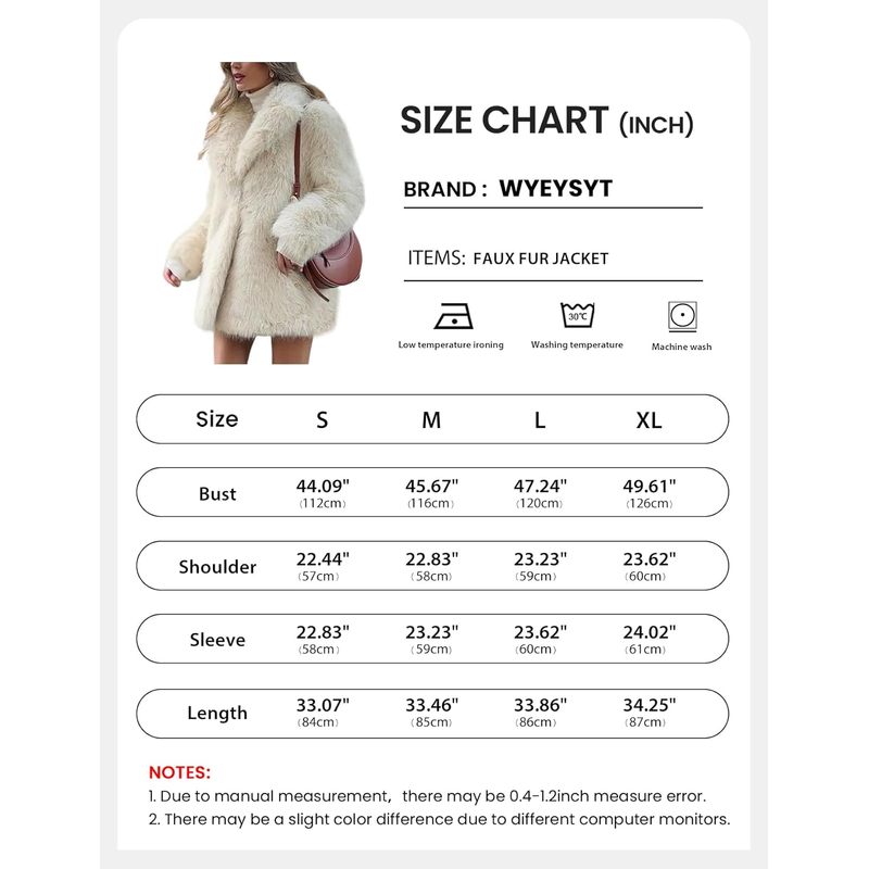 Women's Faux Fur Coat Fluffy Lapel Furry Jacket Long