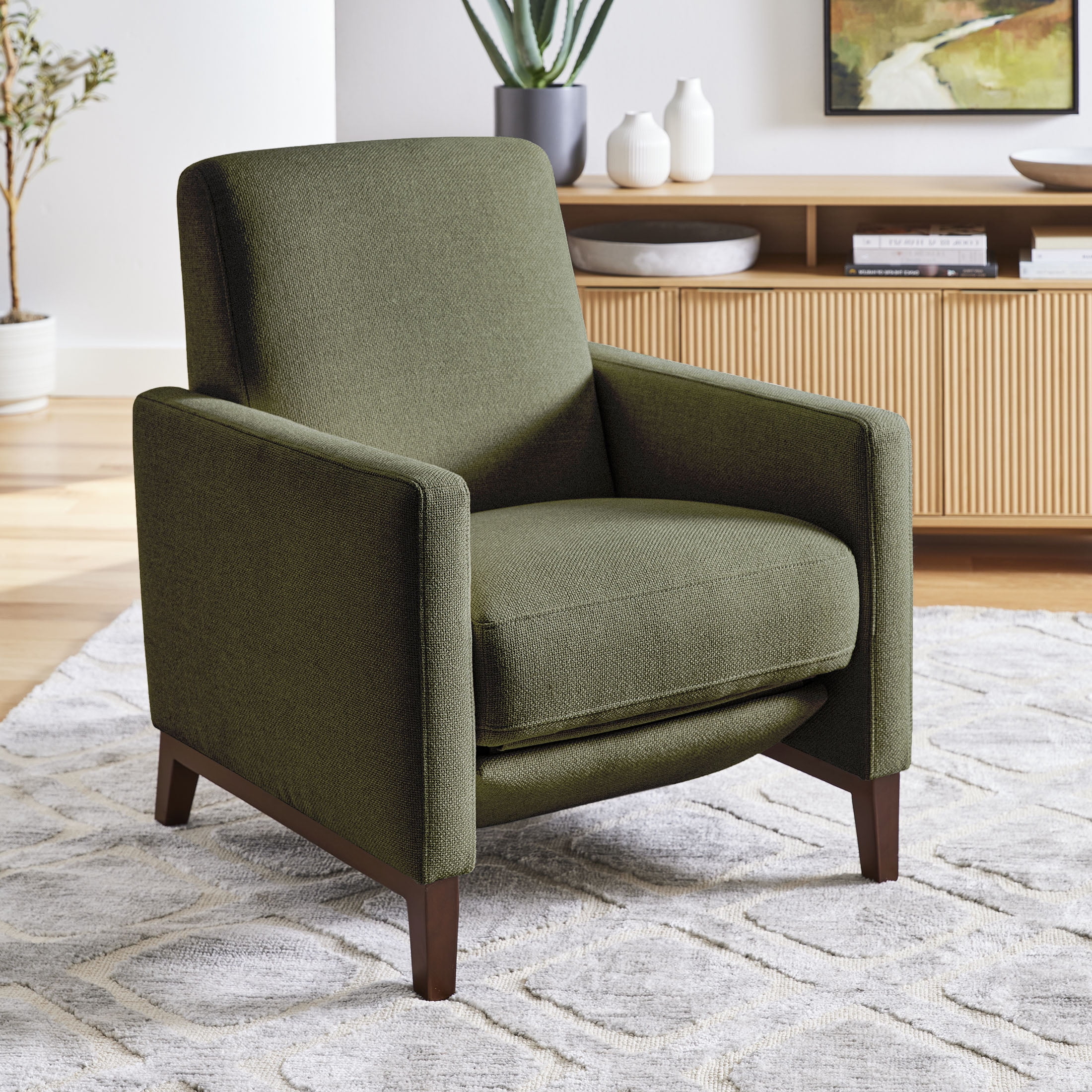 Better Homes & Gardens Reading Push Back Recliner, Olive
