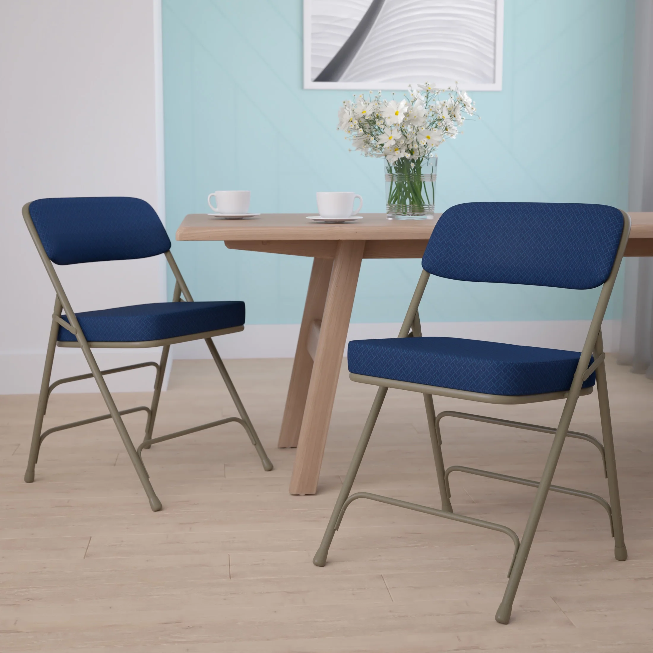 Flash Furniture Hercules Adult Triple Braced & Double Hinged Folding Chairs, Set of 2, Navy