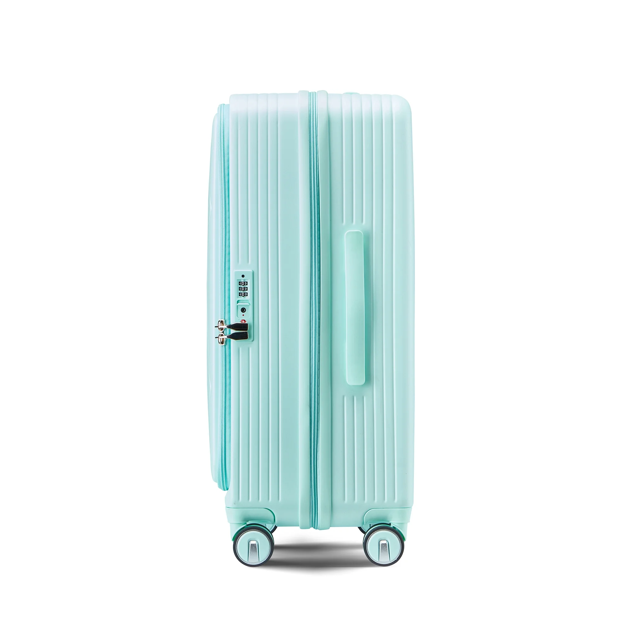 POWANLI 3 Piece Luggage Sets (20''24''28''), PC Hard Shell Expandable Lightweight Carry On Luggage, with Front Pocket and Spinner Wheels, TSA Lock, Airline Approved(Mint Green)