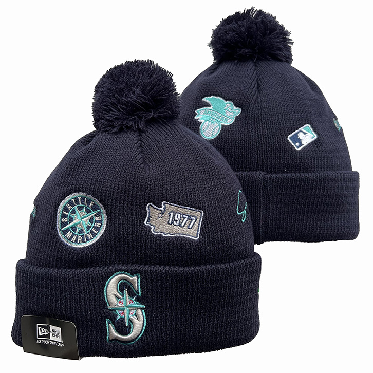 Youth Seattle Mariners Cuffed Knit Hat with Pom