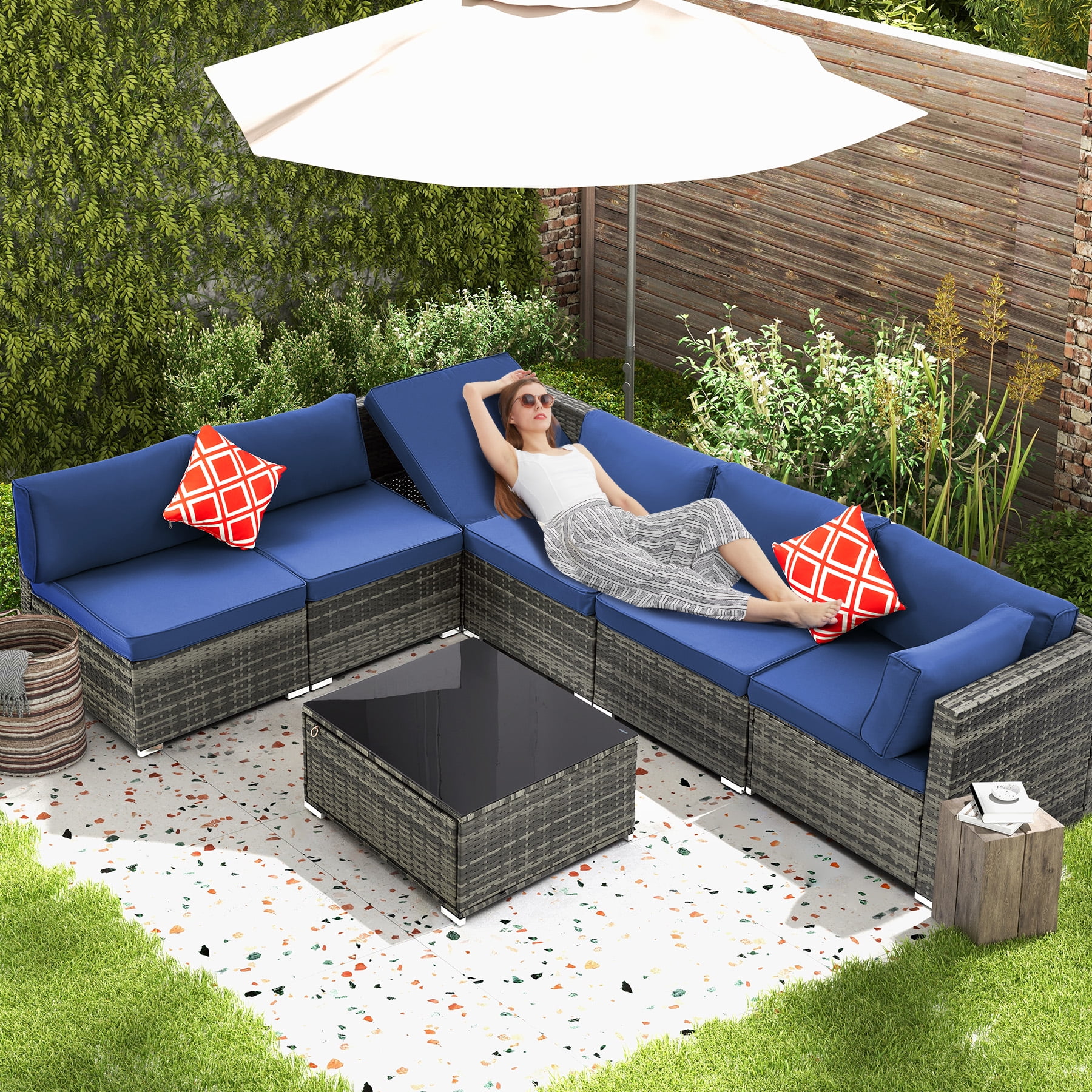 HOMREST 7 Pieces Outdoor Patio Furniture Set with 44