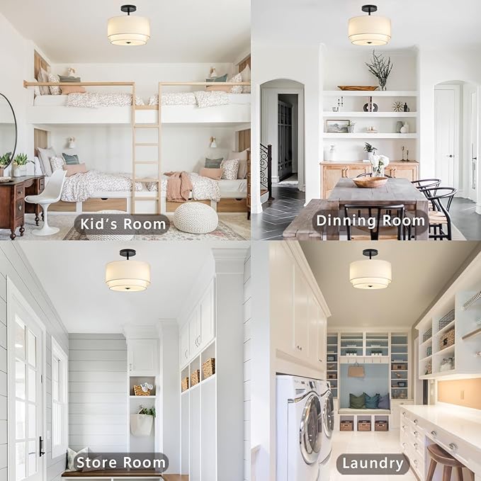 MELLOWWLITE 3-Light Semi Flush Mount Ceiling Light Fixture