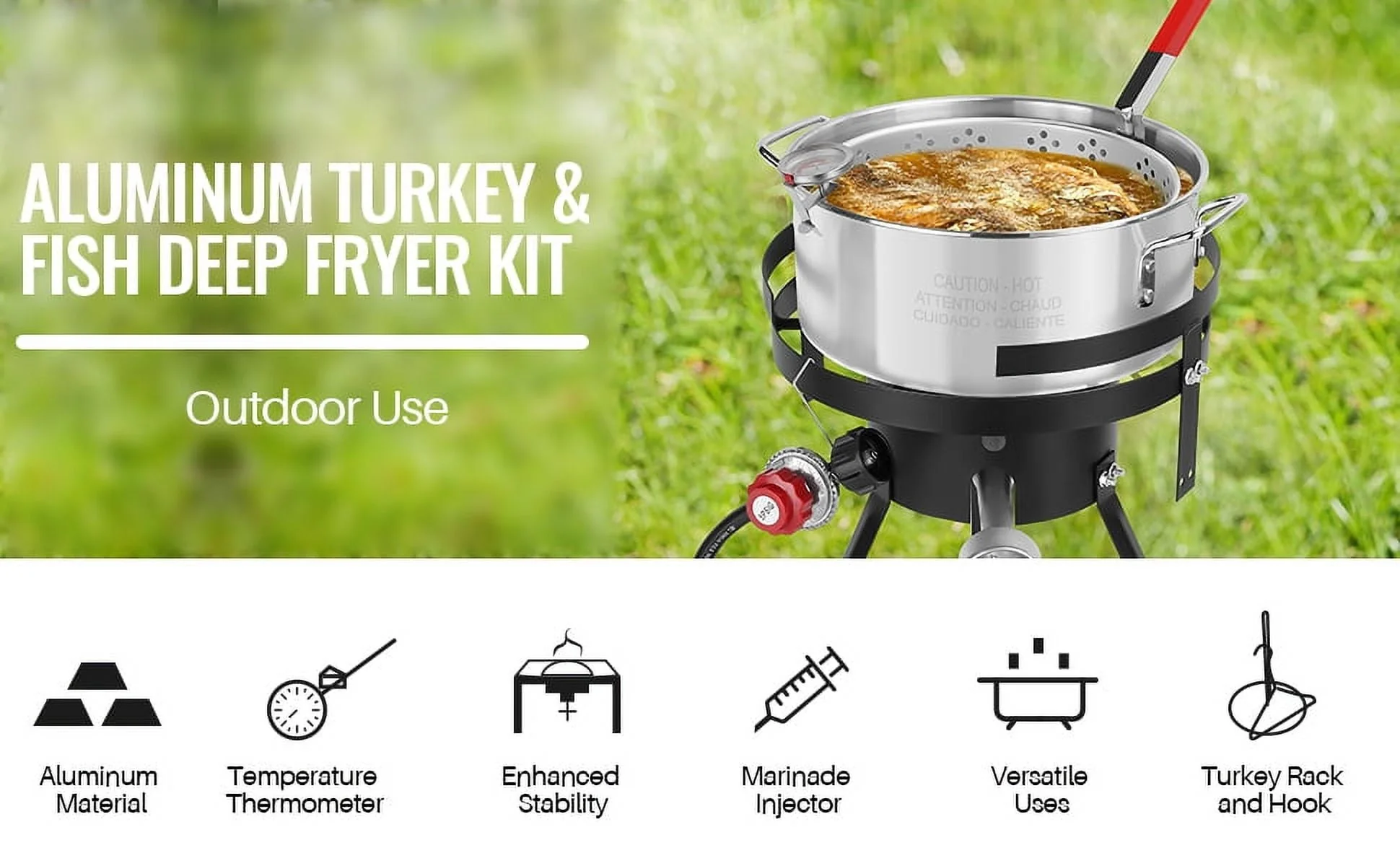 10 Qt Propane Outdoor Fish Fryer Set 50,000 BTU, Aluminum Seafood Boiler Steamer Kit Crawfish Fish Fryer Stock Pot