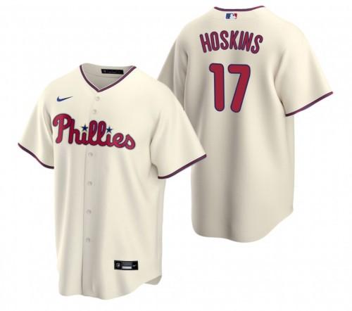Mens Philadelphia Phillies Rhys Hoskins, Cool Base Replica Jersey Cream