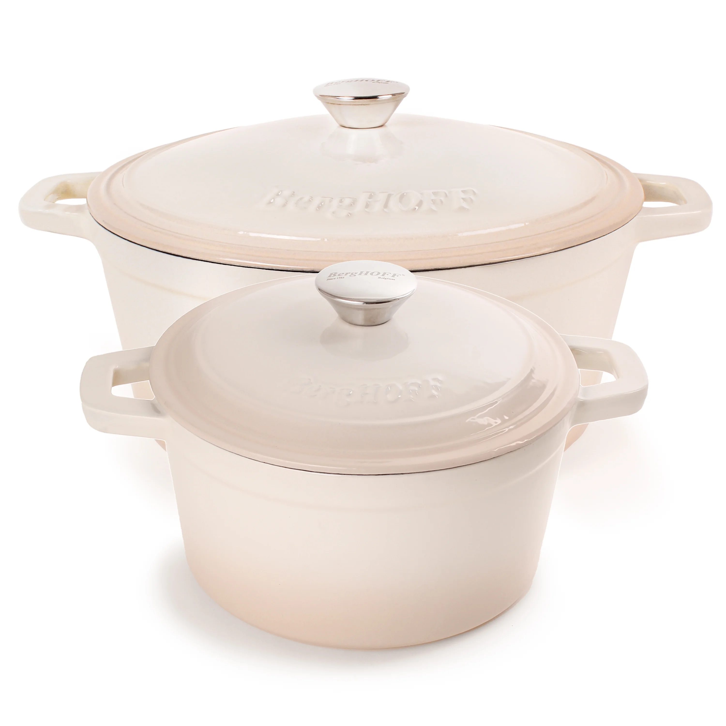 BergHOFF Neo 4Pc Cast Iron Set: 3qt. Covered Dutch Oven & 7qt. Covered Stockpot, Blue