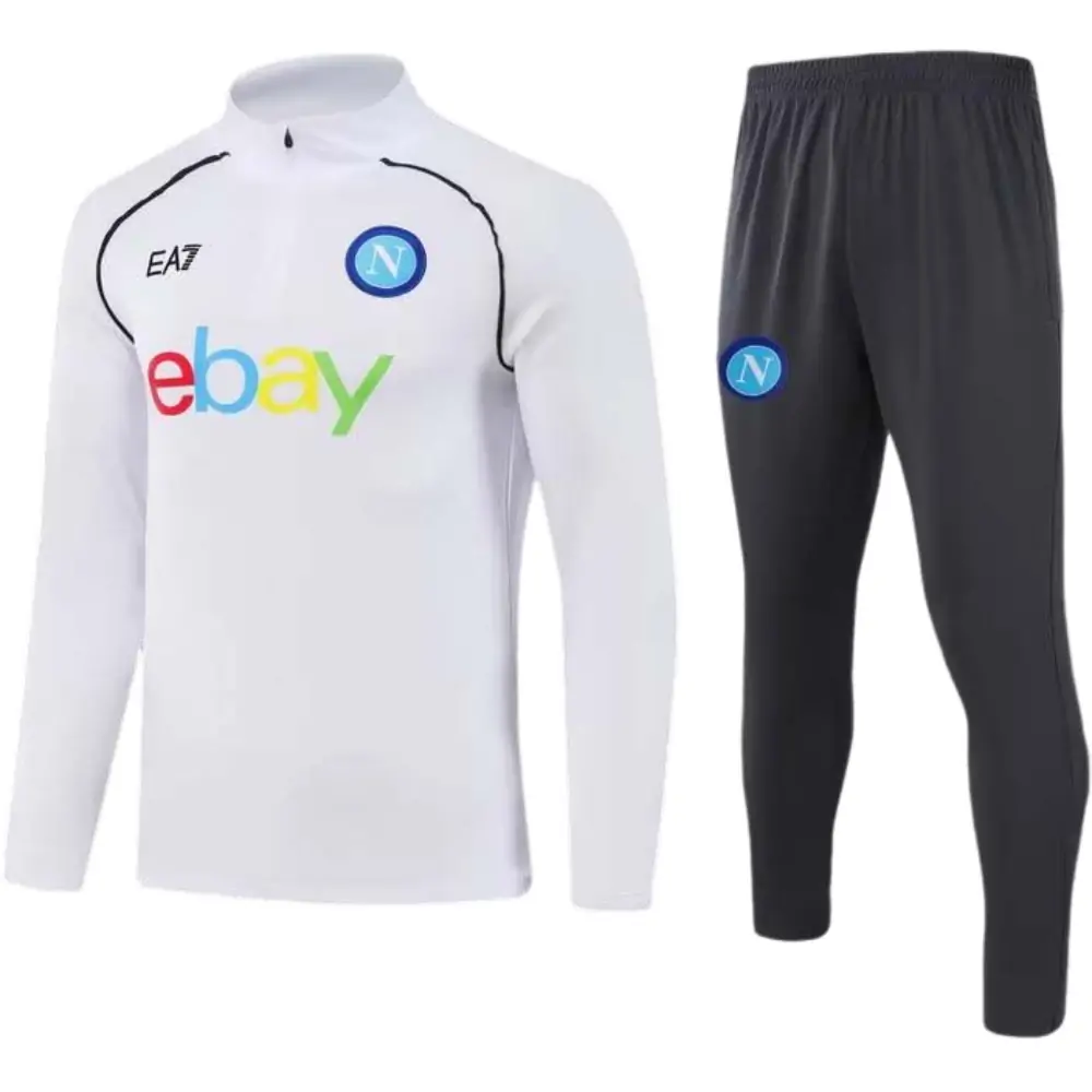 2023-2024 Napoli Half-Pull Training Suit White Football Shirt 1:1 Thai Quality Set