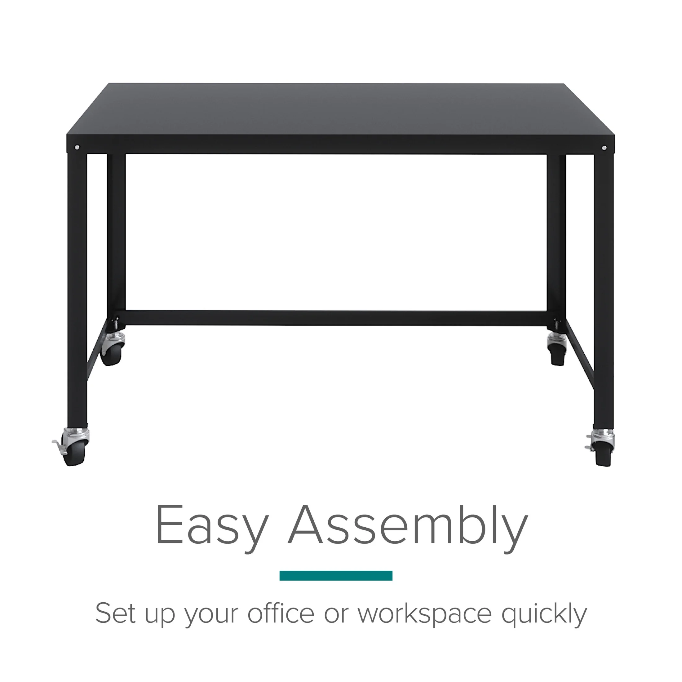 Space Solutions Ready-to-Assemble 48-inch Wide Mobile Metal Desk for Home Office, Navy