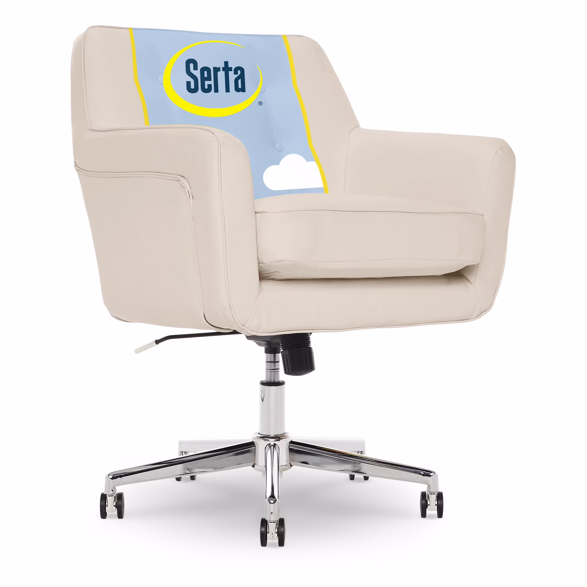 Serta Ashland Office Desk Chair, Button Tufted Mid-Back, Memory Foam Cushion, Chrome Swivel Base, Charcoal