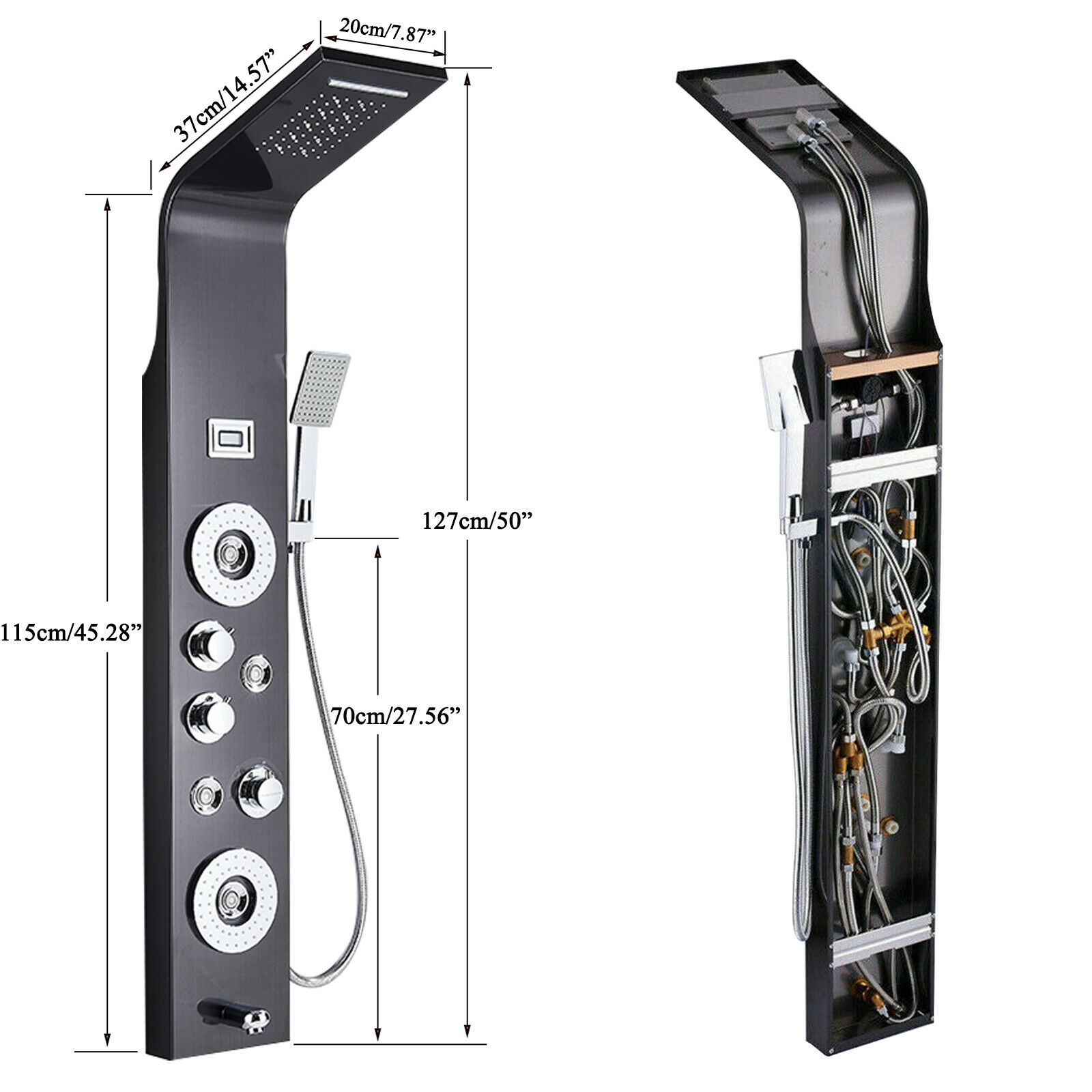 Bathroom Senlesen Stainless Steel LED Shower Panel Tower Faucet Set System Massage Body Jet