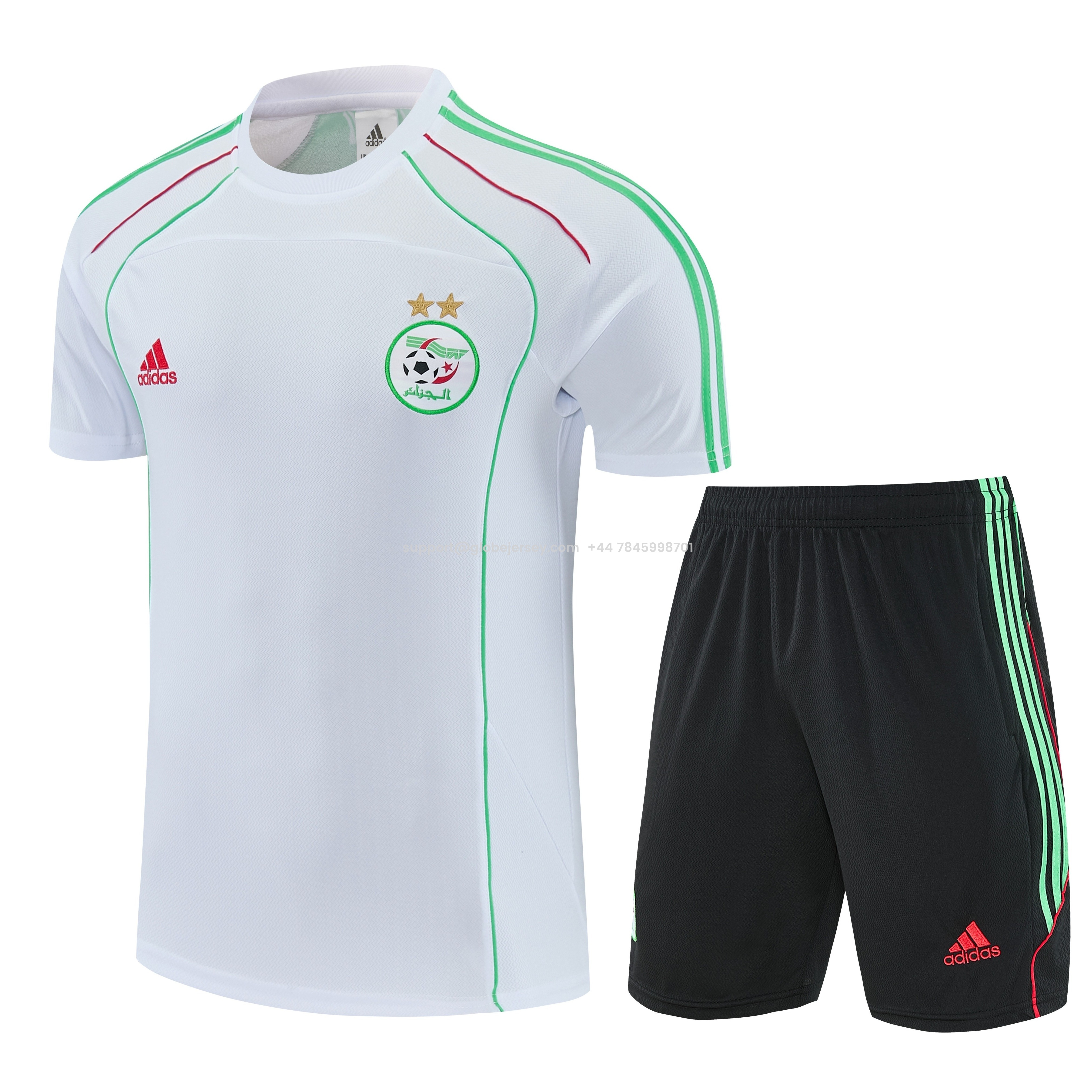 Algeria 2026 Short-Sleeve Training Set - White Top and Black Shorts