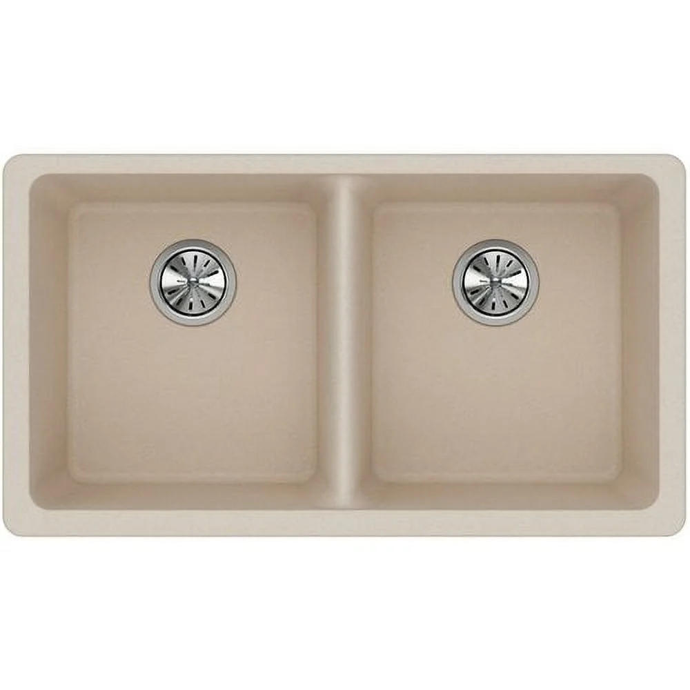 Elkay ELGU3322 White Granite Composite 33in Rectangle Double Bowl Undermount Sink