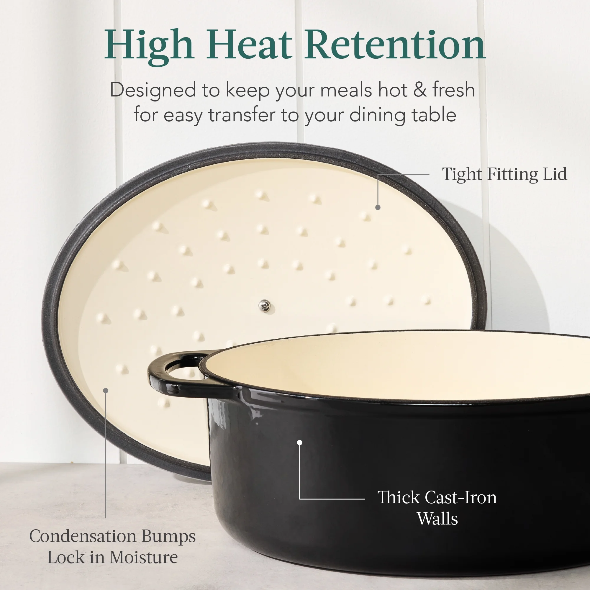 Best Choice Products Oval 7.5 Quart Cast-Iron Dutch Oven, Heavy-Duty w/ Enamel, Side Handles - Vanilla Buttercream