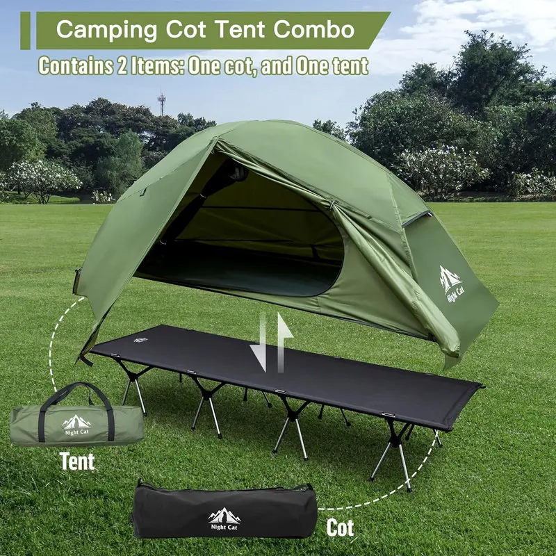 1-Person Off-Ground Cot Tent Combo – Waterproof. Elevated Sleeping System with Quick-Setup Design