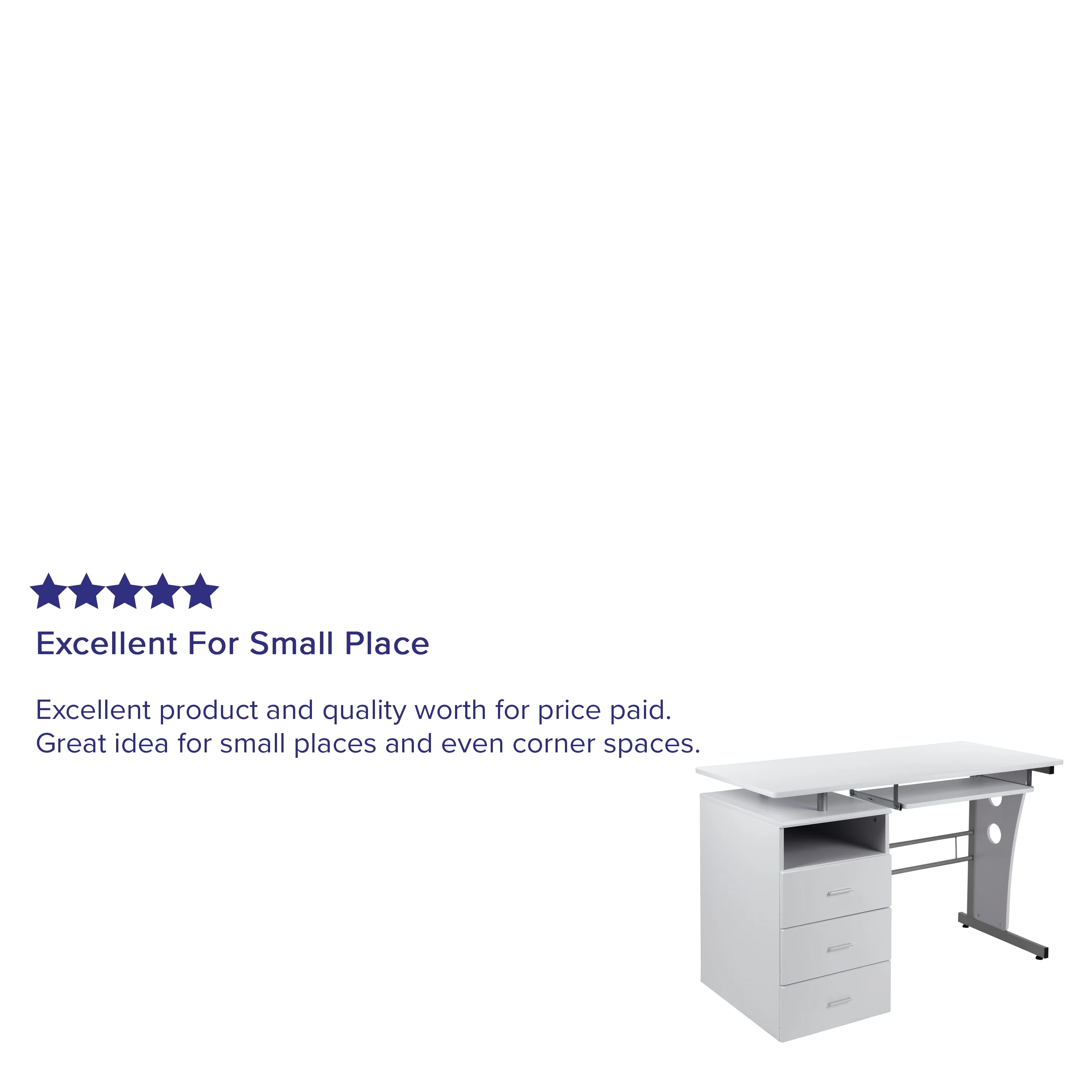Flash Furniture Rustic Walnut Desk with Three Drawer Pedestal and Pull-Out Keyboard Tray
