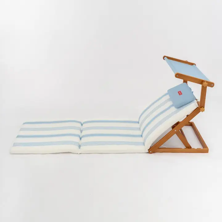 Wooden Folding Sun Lounger with Parasol