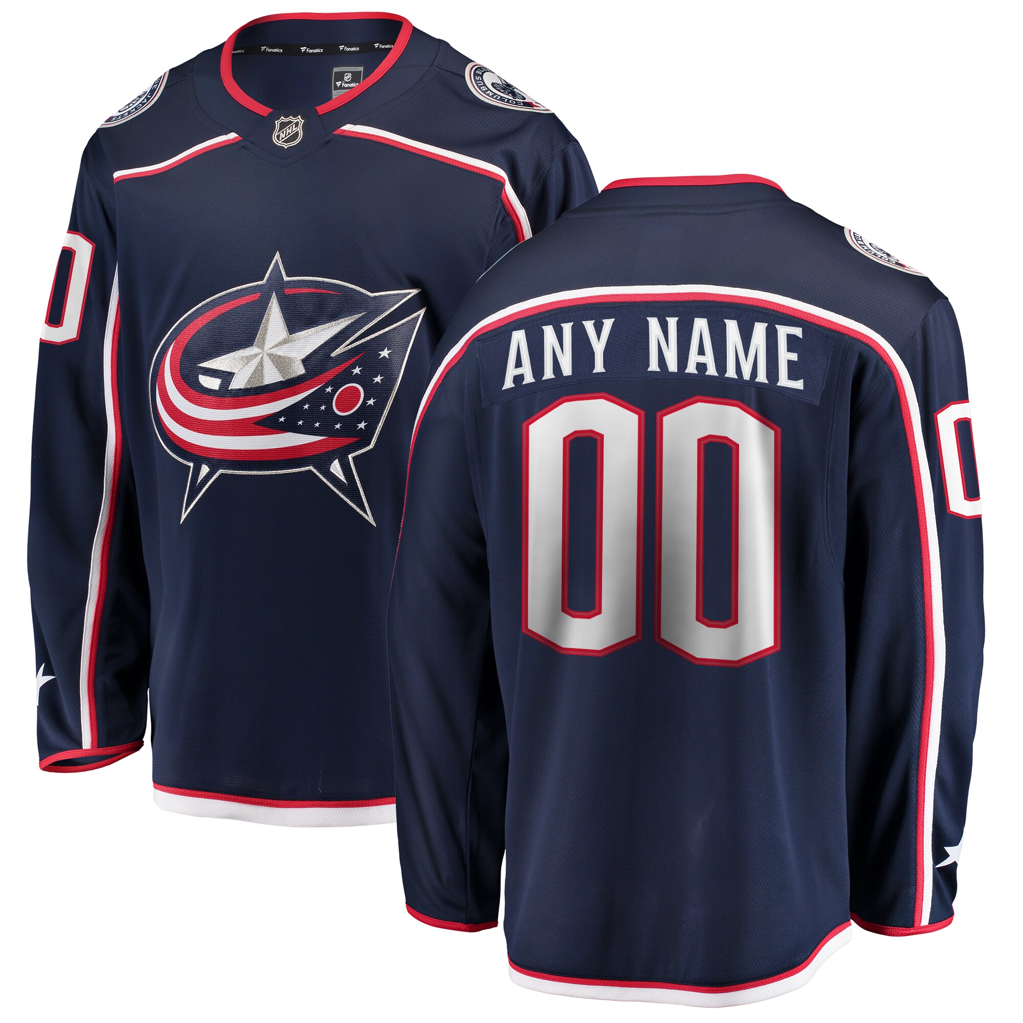 Columbus Blue Jackets Fanatics Home Breakaway Custom Jersey – Navy