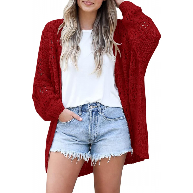 Women's Crochet Cardigan Sweater Kimonos Boho Solid