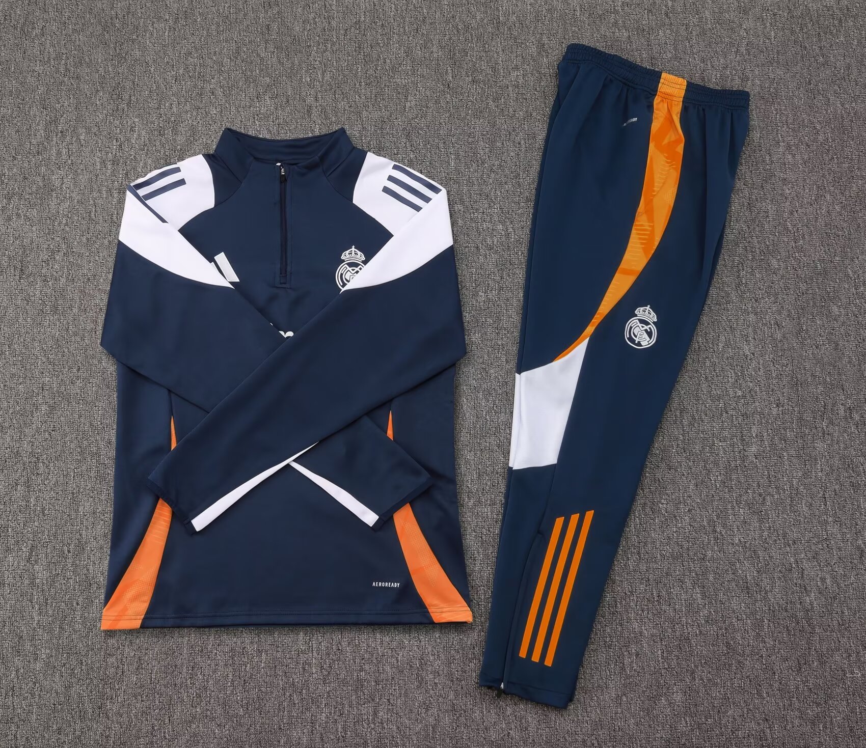 2024/2025 Real Madrid Half-Pull Training Suit Royal Blue-White Football Shirt 1:1 Thai Quality