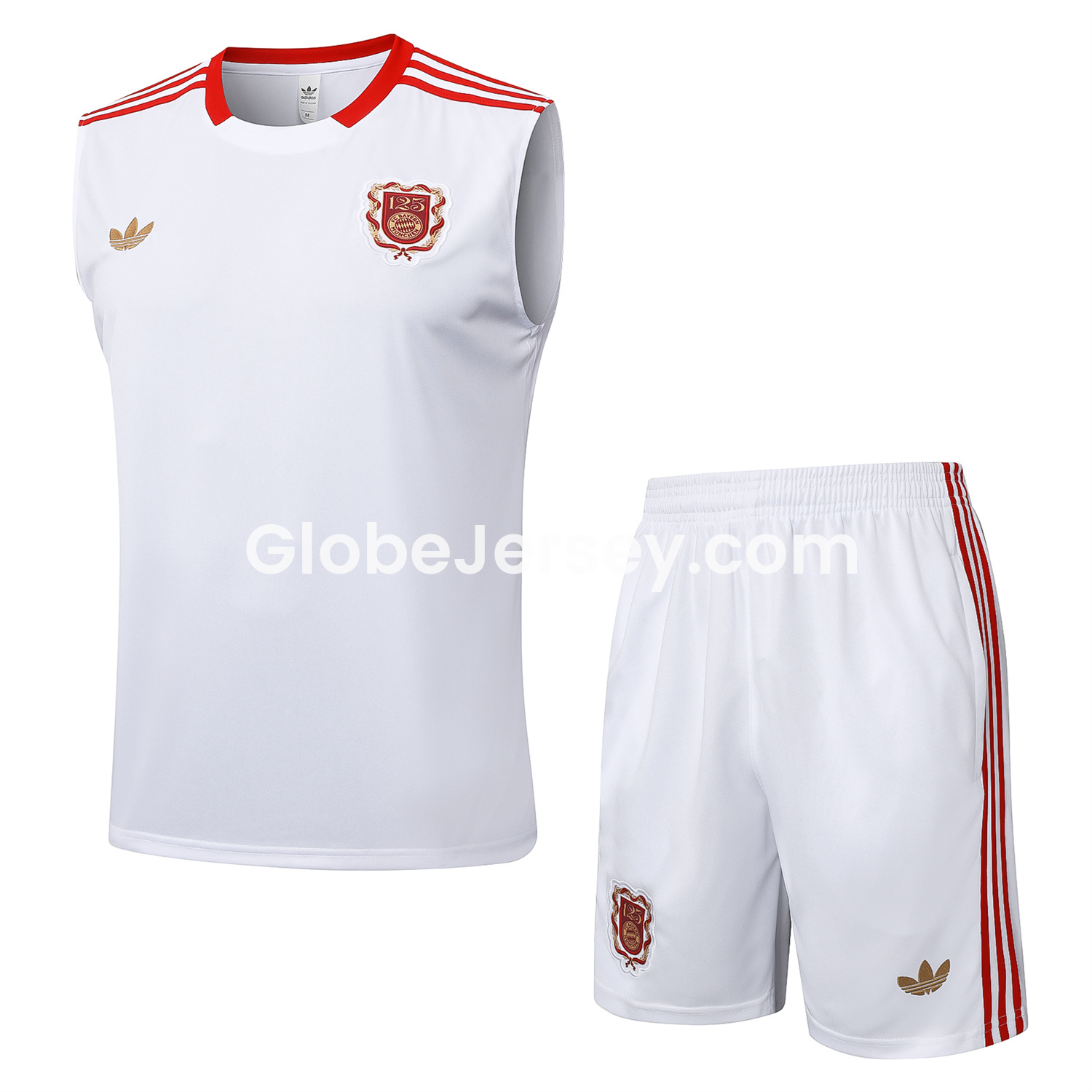 Bayern Munich 2025 125th Anniversary Vest Training Set - White Top and Shorts