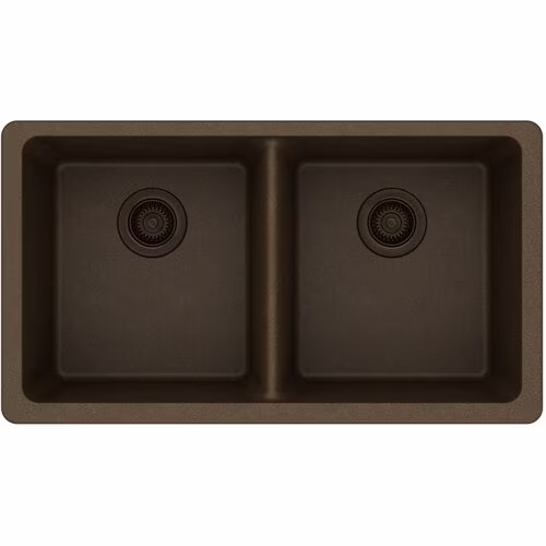 Elkay ELGU3322 White Granite Composite 33in Rectangle Double Bowl Undermount Sink