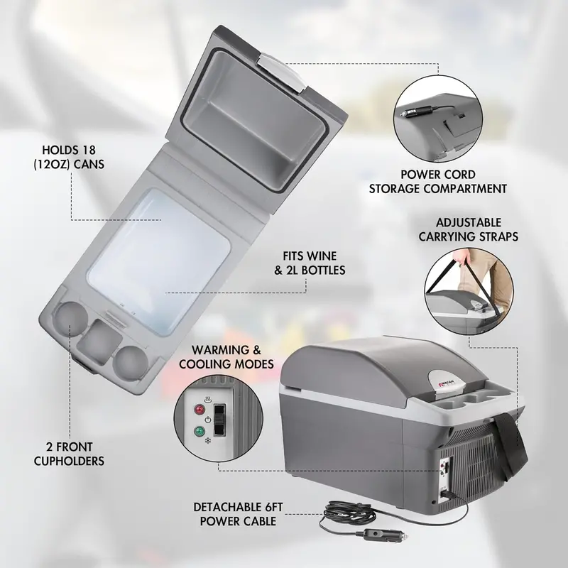 14L Portable Thermoelectric Cooler & Warmer for Car. RV. and Camping — 12V/24V DC Powered. UL-Certified Compact Fridge