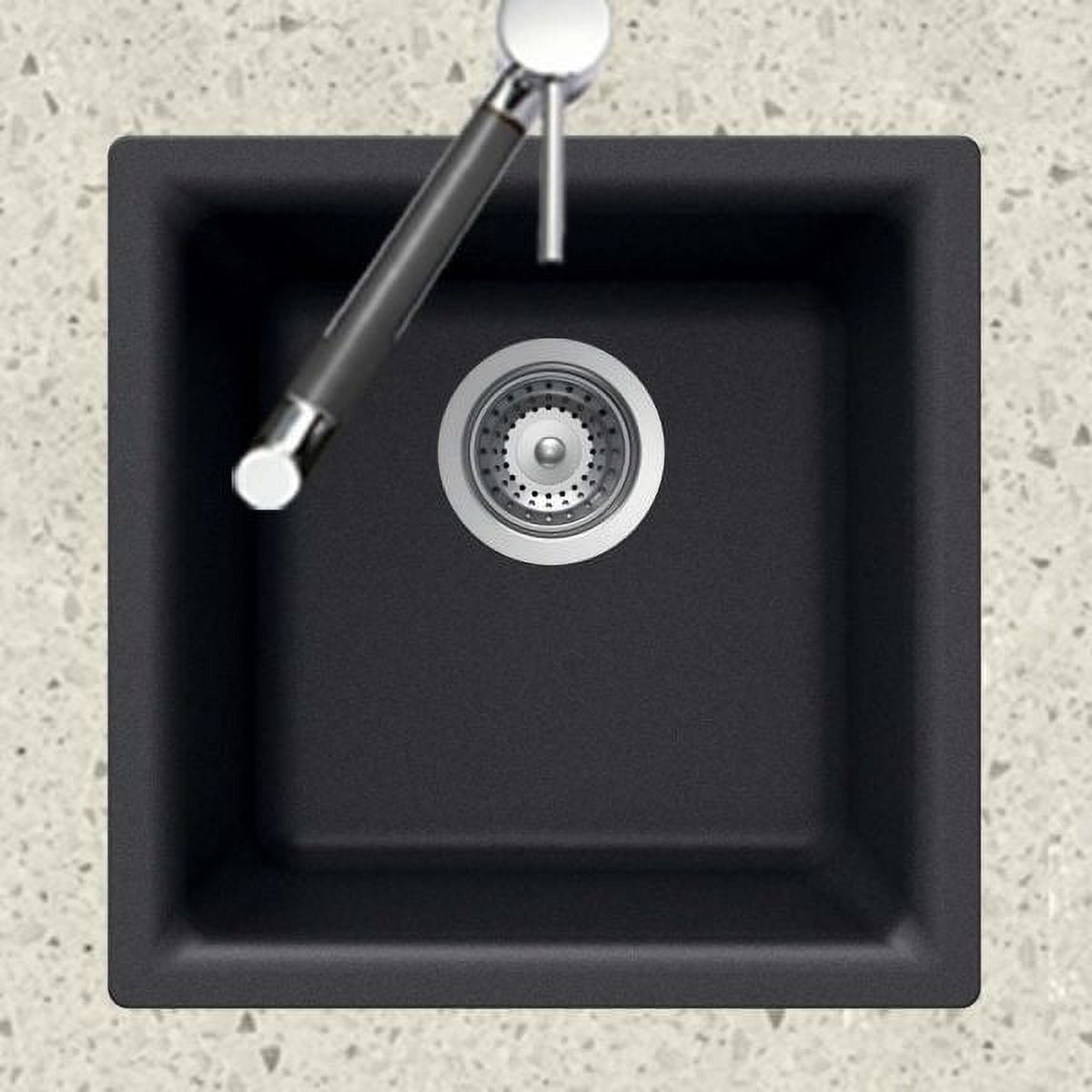 Houzer Quartztone 16 in Slate Granite Composite Dual Mount Topmount or Undermount Single Bowl Bar Sink - E-100 SLATE