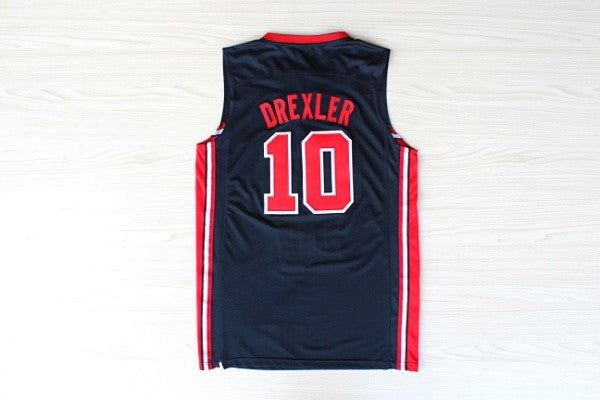 1:1 double layer solid embroidery player version Dream Team #10 Drexler blue suit