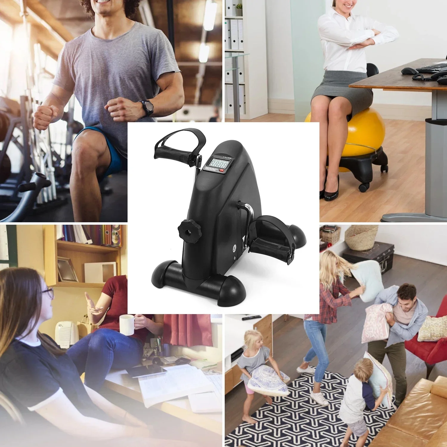 Desk Bike Pedal Exerciser, Mini Exercise Bike Stepper Indoor Exercise, Elder Bike Pedal Exerciser Under Desk Fitness Equipment with LCD Screen Display