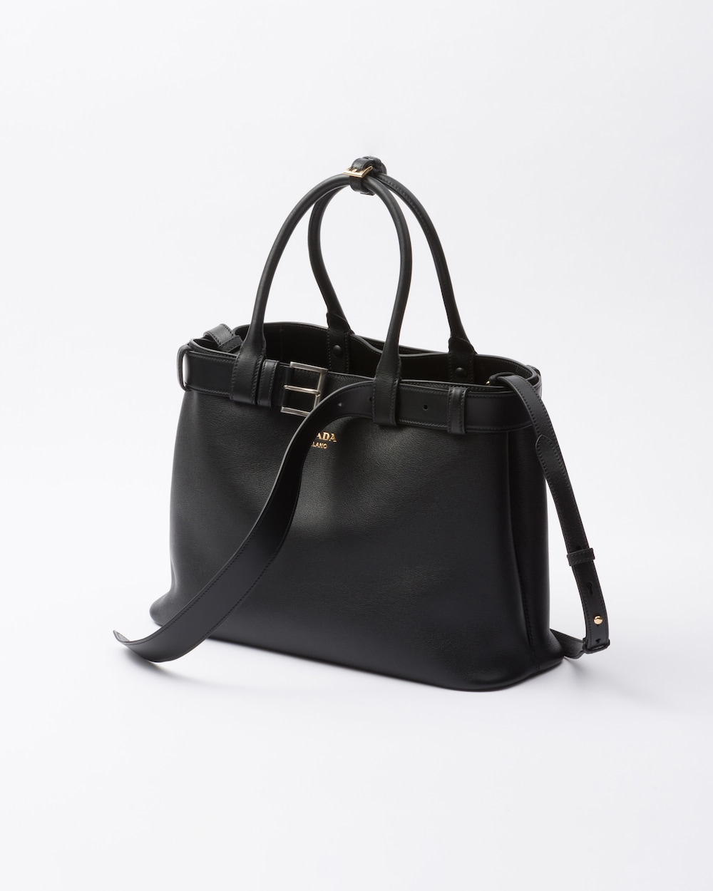 Buckle Large Leather Handbag With Belt