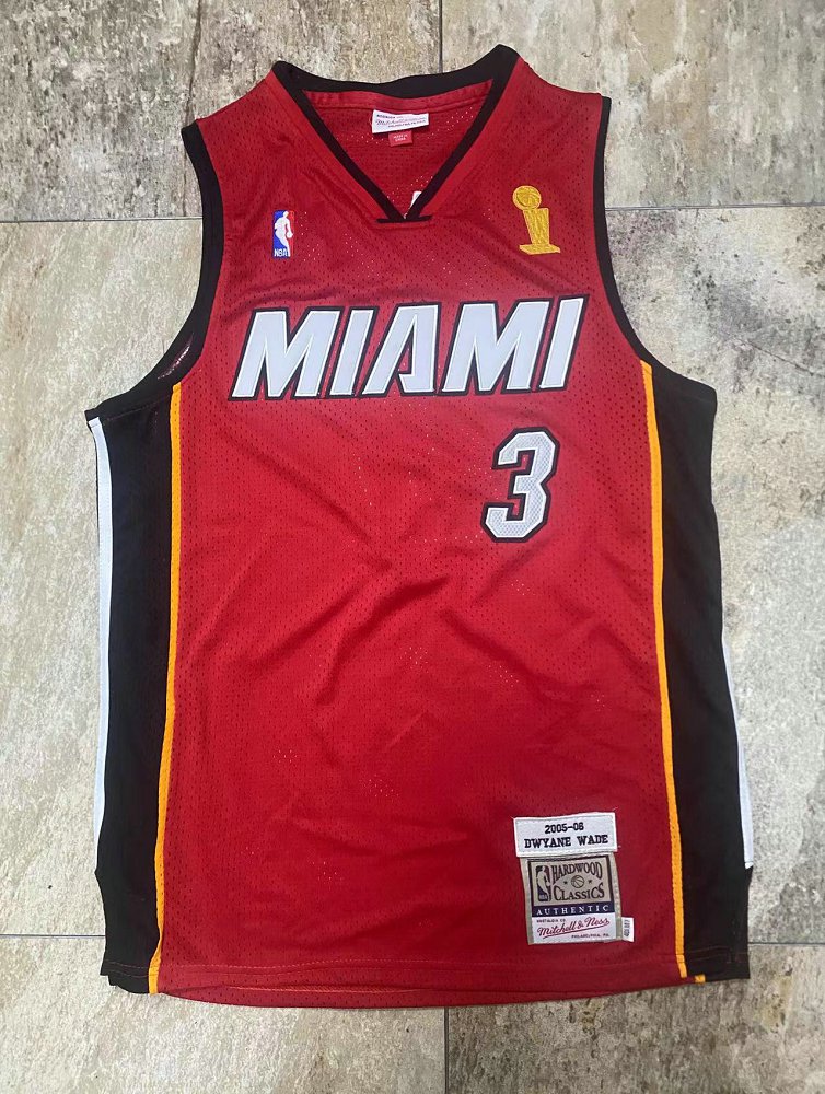 Heat #3 Wade Miami Red Embroidered AU Jersey