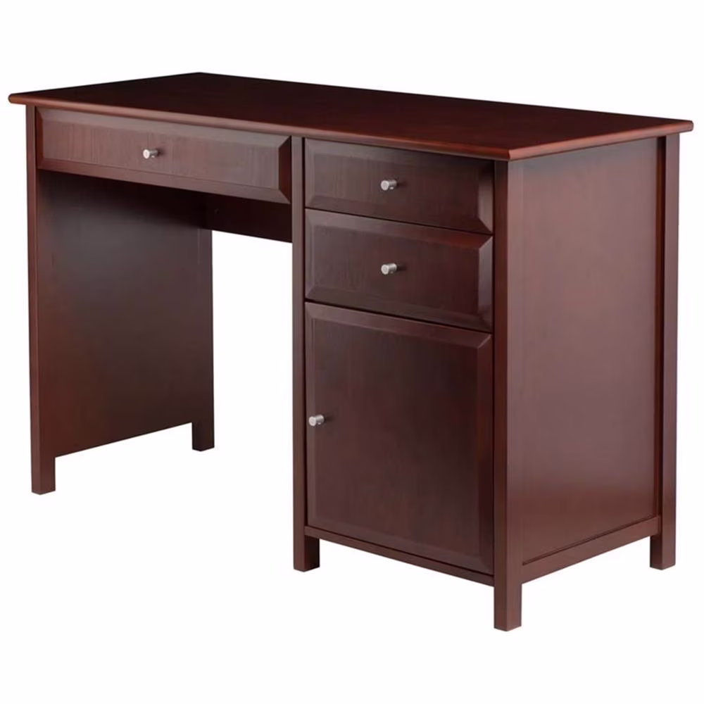 Pemberly Row Transitional Composite Wood Office Writing Desk in Black